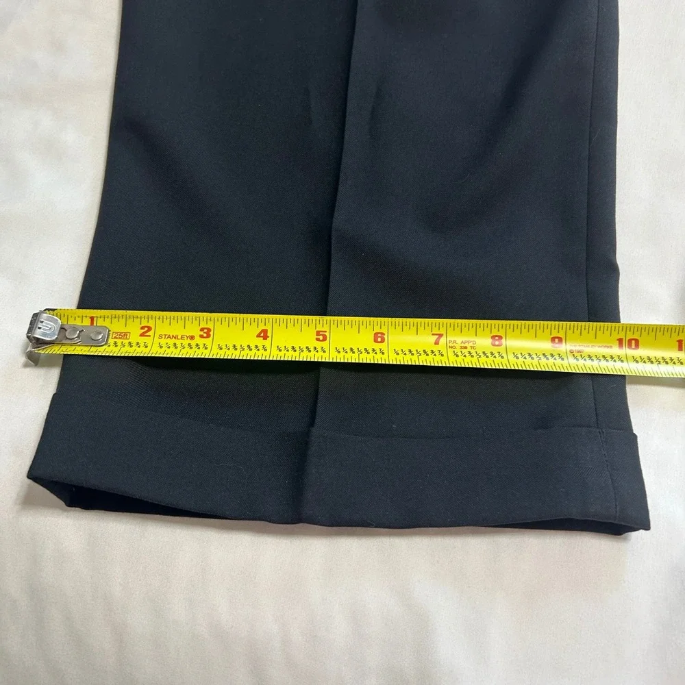 Stafford Travel Classic Fit Black Sharkskin Pleated Cuffed Dress Pants 42x30